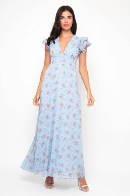 TFNC Elana Floral Maxi Dress Blue Multi