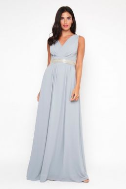 TFNC Nashira Maxi Bridesmaid Dress Blue Grey