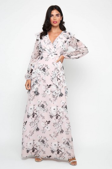 blush pink floral maxi dress