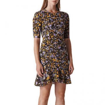 Whistles Billy Print Silk Blend Dress Multi Yellow