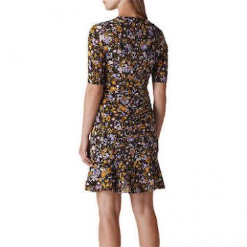 Whistles Billy Print Silk Blend Dress Multi Yellow