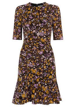 Whistles Billy Print Silk Blend Dress Multi Yellow