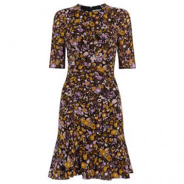Whistles Billy Print Silk Blend Dress Multi Yellow