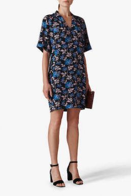 Whistles Elderberry Print Dress Black Blue