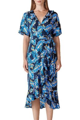 Whistles Josephine Print Wrap Dress Blue Multi