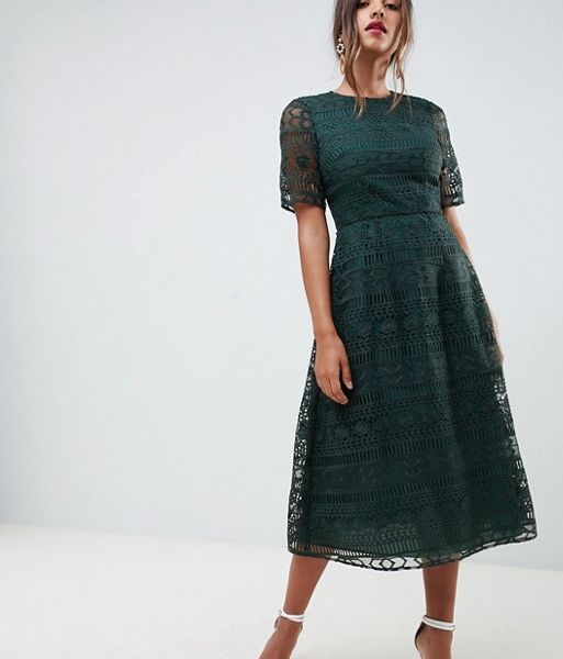 lace green midi dress