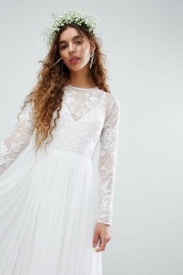 ASOS EDITION Embroidered Bodice Wedding Maxi Dress Ivory