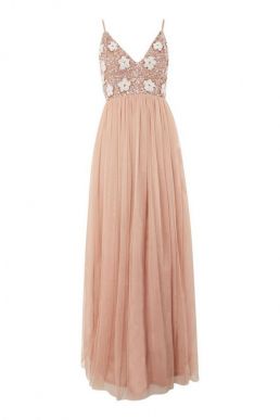 Lace & Beads Avon Floral Maxi Dress Blush Pink