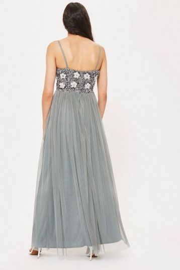 Lace & Beads Avon Floral Maxi Dress, Silver/Grey - Image 2