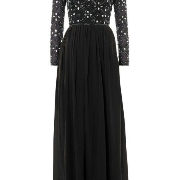 lace and beads black dress