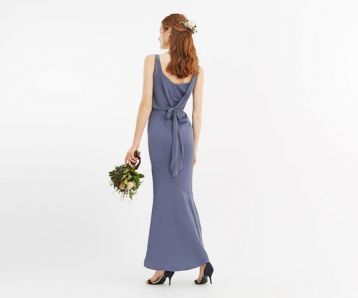 Oasis Slinky Bow Maxi Bridesmaid Dress Mid Grey