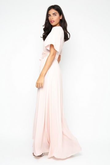 TFNC Omaria Peach Blush Bow Bridesmaid Maxi Dress Pink