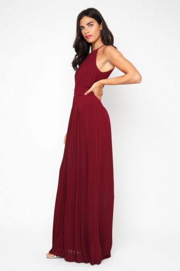 TFNC Serene Bridesmaid Wine Maxi Dress, Burgundy - Image 3