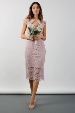 TFNC Verona Lace Mink Midi Dress Pink Mink