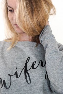 Personalised Wifey Slouch Jumper Grey Black