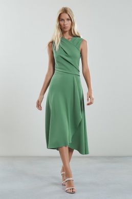 Reiss Marling Wrap Front Midi Dress Pale Green