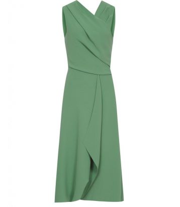 Reiss Marling Wrap Front Midi Dress Pale Green