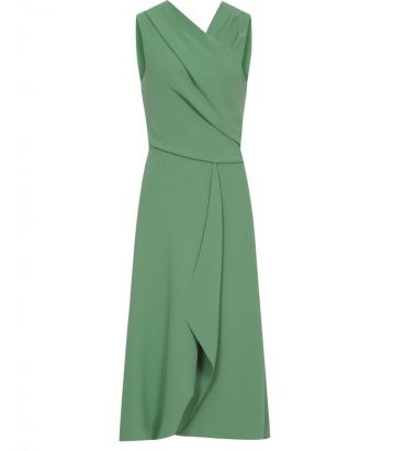 Reiss Marling Wrap Front Midi Dress Pale Green