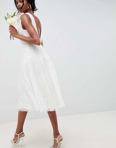 white midi bridal dress
