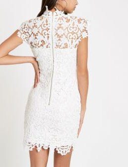 Forever Unique beige lace bodycon dress White