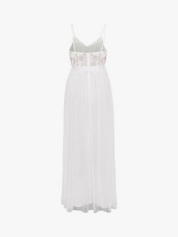 French Connection Genoa Embroidered Maxi Wedding Dress, White - Image 4