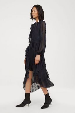H&M Flounced Dress blue black