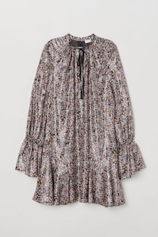 H&M Silk-blend floral print sleeve dress Multi