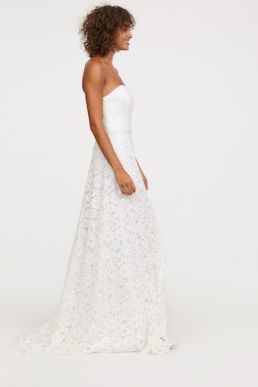H&M Long lace bandea wedding dress Ivory