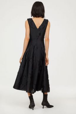 H&M Jacquard-weave silk dress Black