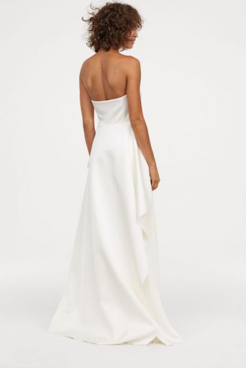 H&M Long bandeau wedding dress, Ivory - myonewedding.co.uk