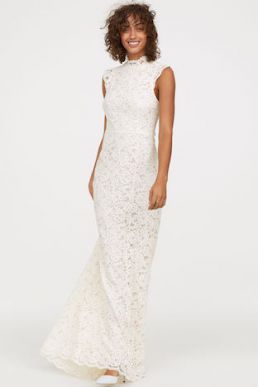 H&M Long lace Sleeveless wedding dress Ivory