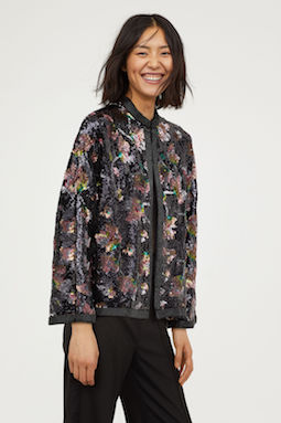 H&M Sequin-embroidered jacket Multi Black