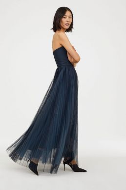 H&M Strapless Maxi Dress with a tulle skirt Navy