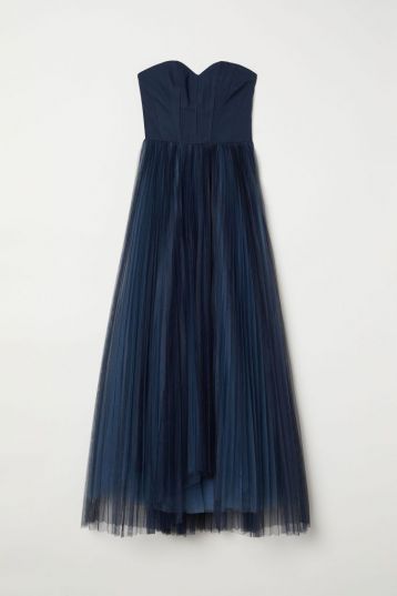 H&M Strapless Maxi Dress with a tulle skirt Navy