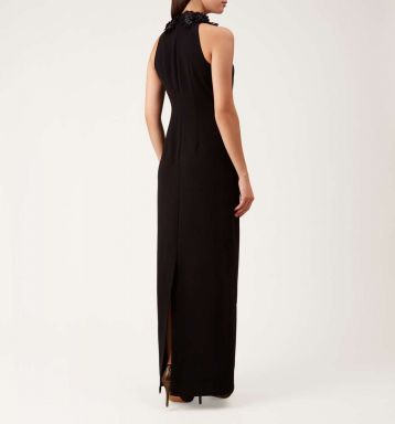 Hobbs Emerson Floral Halter Maxi Dress Black