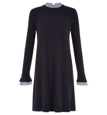 Hobbs Nyla Frill Collar Dress Navy Blue