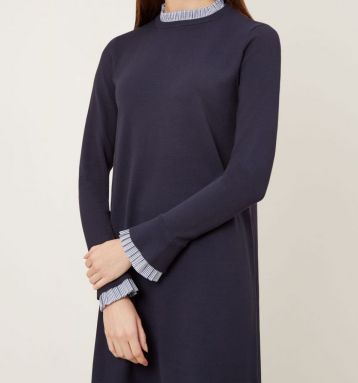 Hobbs Nyla Frill Collar Dress Navy Blue