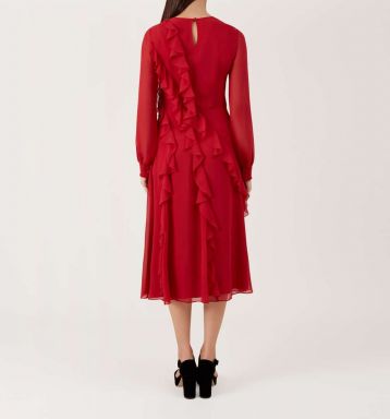 Hobbs Mahalia Frill Dress Red