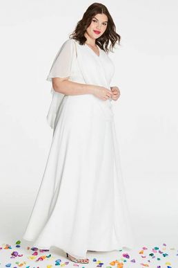 Joanna Hope Cape Bridal Dress Ivory