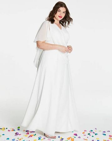 Joanna Hope Cape Bridal Dress Ivory