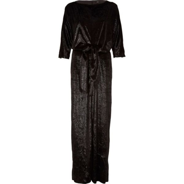 river island black velvet dress