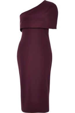 River Island Burgundy one shoulder cape bodycon dress