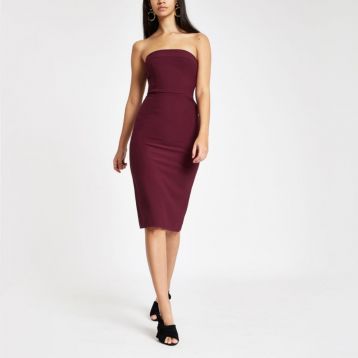River Island purple bow bandeu bodyon dress - Image 2