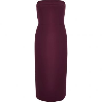 River Island purple bow bandeu bodyon dress