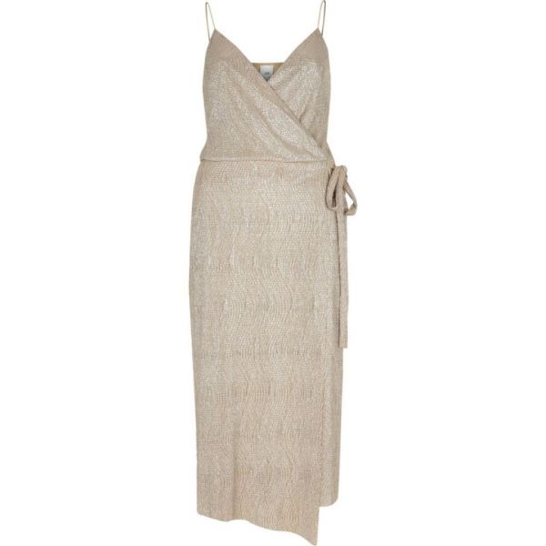 river island gold dress
