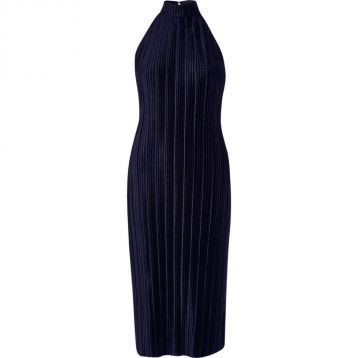 River Island navy plisse high neck bodycon dress