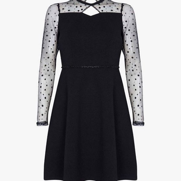 sheer factor black mesh skater dress