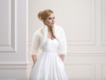 Lacey Bell Womens Fox Faux Fur Bridal Wedding Jacket Bolero Ivory FFJ-57