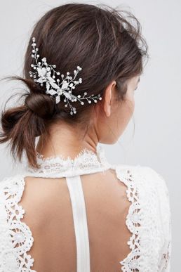 ASOS DESIGN Bridal hair comb with leaf and crystals