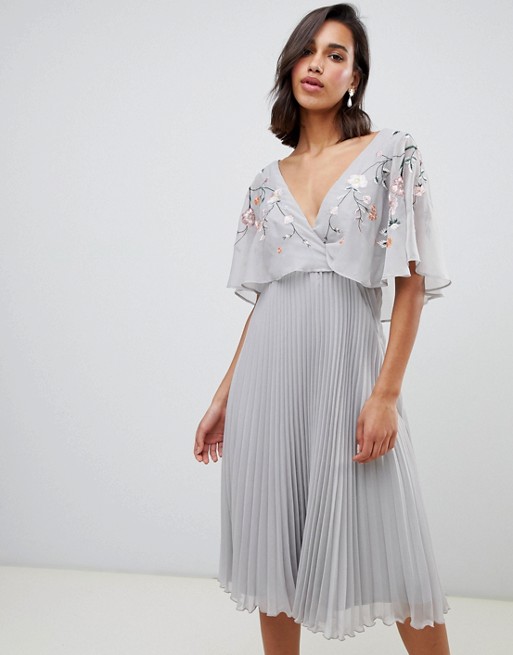 Asos grey pleated dress on sale